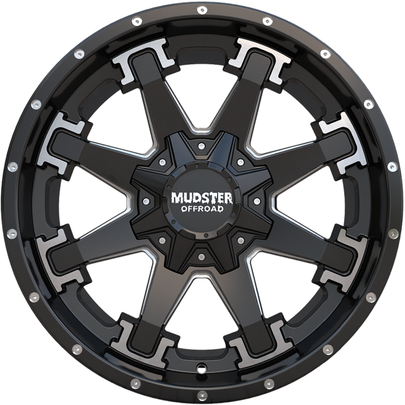 Mudster Off-Road Dirt Beast Black Machine with Milled Spokes BMS1